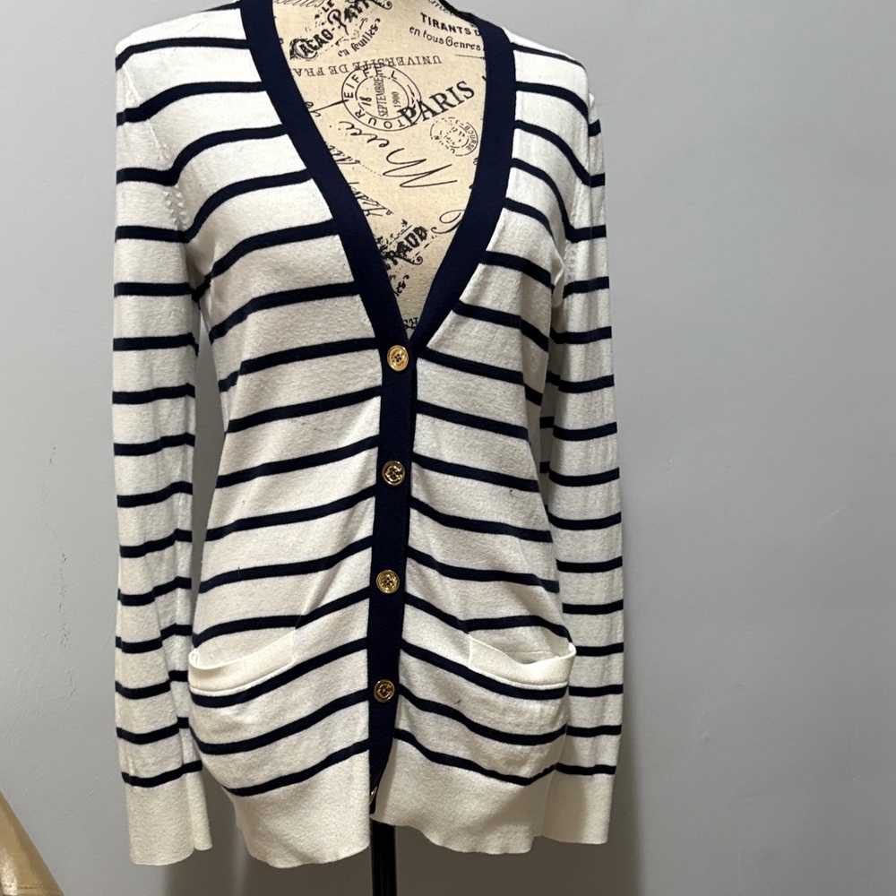 C. Wonder Navy and Cream Striped Cardigan
